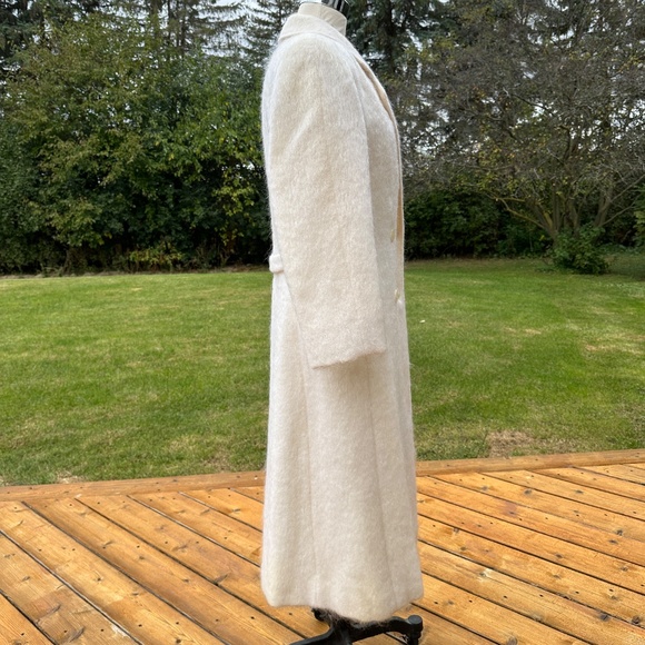 Vintage White Coat Mohair Midi Length Double Breasted by Emily Wetherby - Picture 7 of 12